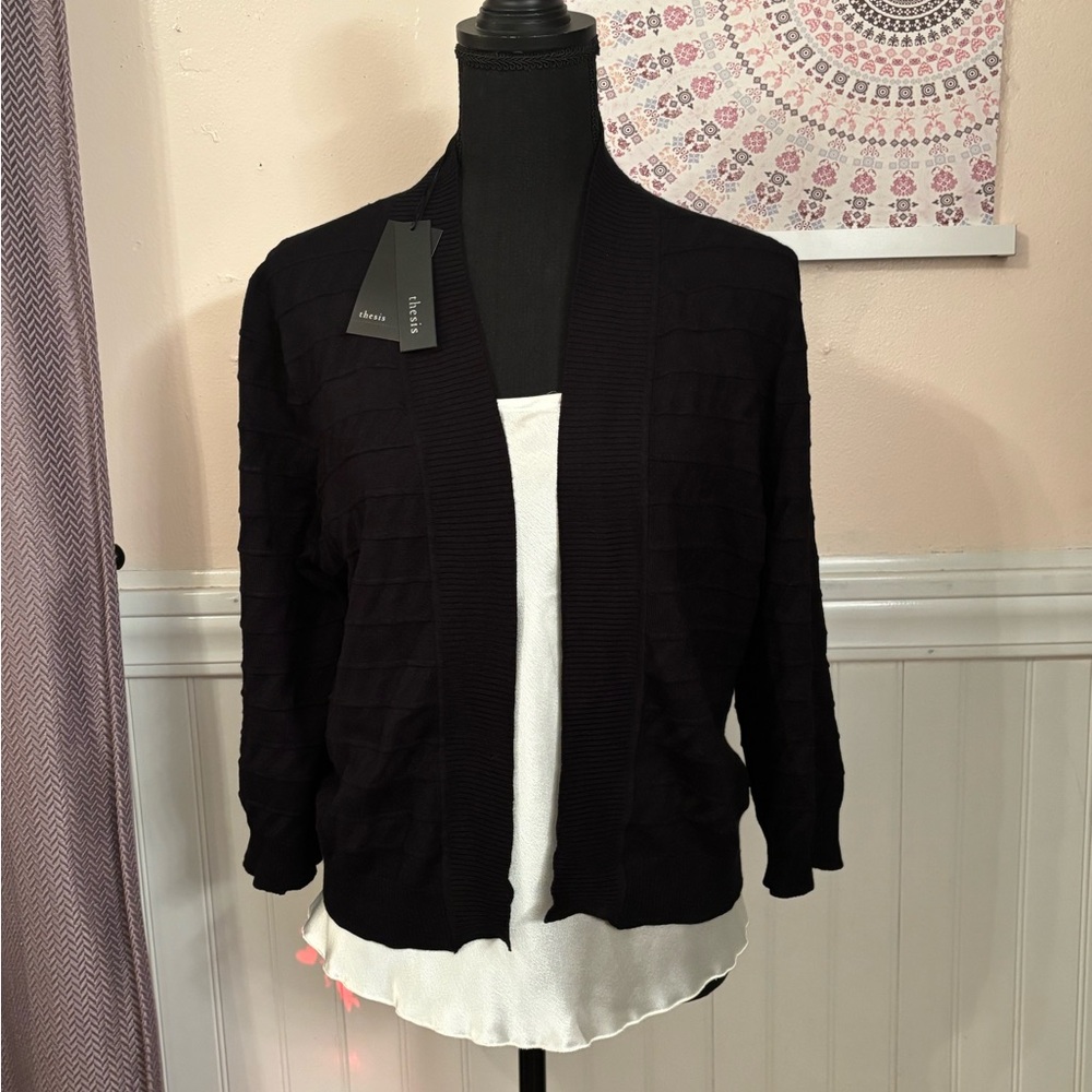 Thesis Black Textured Cardigan